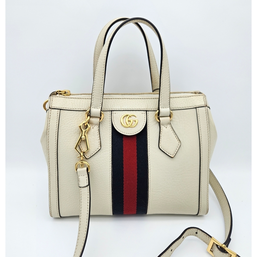 Authentic Gucci GG Web Ophidia Small Off-white #4351M